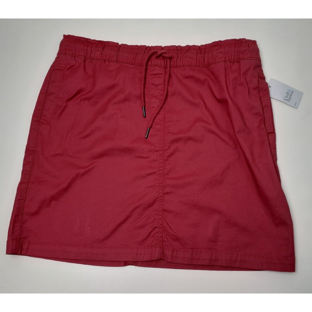 NWT Croft & Barrow Coral Watermelon Drawstring Elastic Waist Skirt Sz Petite Lg.